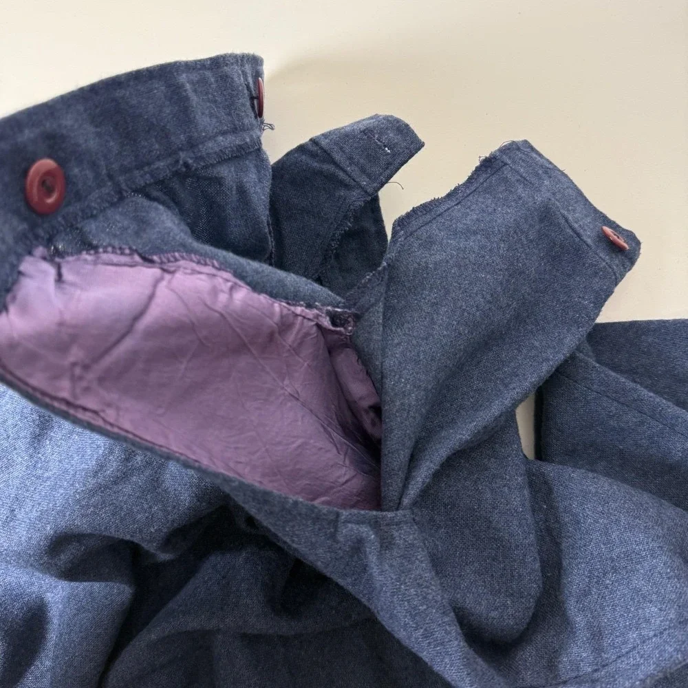 Vintage 70s Union Made Navy‎ Blue Small A-Line Midi Skirt Academia Cottagecore